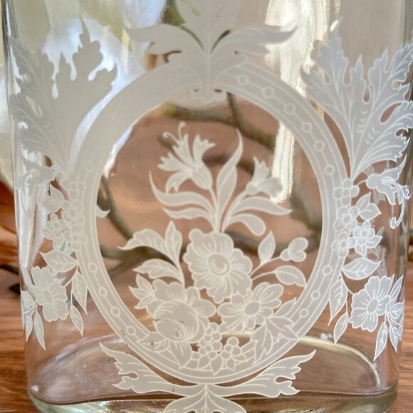 Vintage Jay Willfred For Andrea By Sadek Etched Floral Medium Bottle - Picture 2 of 6